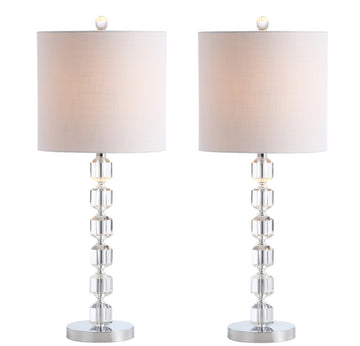 Cary 27.5" Modern Stacked Crystal/Metal LED Table Lamp - JONATHAN Y